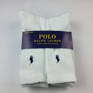 Polo Ralph Lauren Men's 6pk Crew Socks White Size 10-13